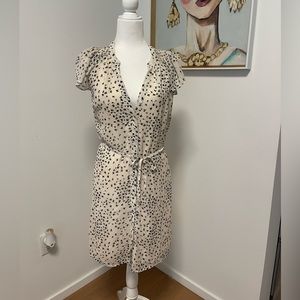 H&M white sundress with black flowers and belt size 6